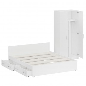 Кровать с ящиками 1800 + Шкаф 2-х створчатый Стандарт, цвет белый, ШхГхВ 183,5х203,5х70 + 90х52х200 см., сп.м. 1800х2000 мм., б/м, основание есть в Ревде - revda.mebel-74.com | фото