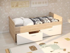Кровать Умка К-001 + ящики (Дуб Сонома/Белый глянец) в Ревде - revda.mebel-74.com | фото