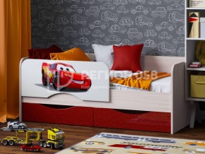 Кровать Юниор-12 с фотопеч. "Тачки" в Ревде - revda.mebel-74.com | фото