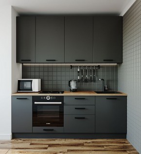 Кухонный гарнитур Антрацит 2200 (Стол. 26мм) в Ревде - revda.mebel-74.com | фото