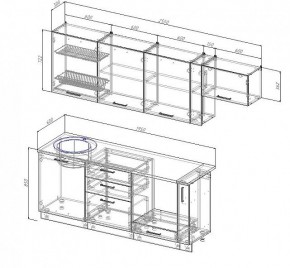 Кухонный гарнитур Антрацит 2550 (Стол. 38мм) в Ревде - revda.mebel-74.com | фото