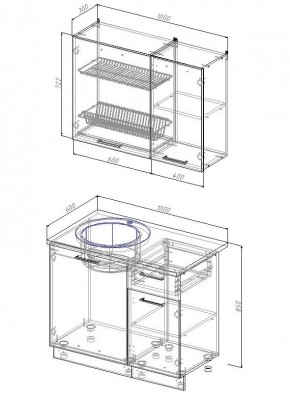 Кухонный гарнитур Гарда 1000 (Стол. 38мм) в Ревде - revda.mebel-74.com | фото
