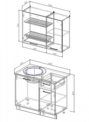 Кухонный гарнитур Графика 1000 (Стол. 26мм) в Ревде - revda.mebel-74.com | фото