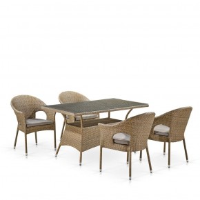 Обеденный комплект плетеной мебели T198B/Y79B-W56 Light Brown (4+1) в Ревде - revda.mebel-74.com | фото