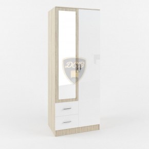 Шкаф 2-х створчатый с зеркалом Софи СШК 800.3 (дуб сонома/белый глянец) в Ревде - revda.mebel-74.com | фото
