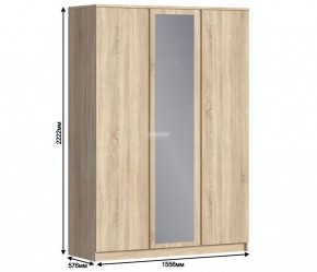 Шкаф 3х дверный с зеркалом Веста СБ-2258 (Дуб Сонома) в Ревде - revda.mebel-74.com | фото