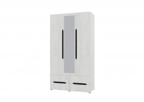 Шкаф 3х створчатый с ящиками и зеркалом Вега (Крафт белый - Венге) в Ревде - revda.mebel-74.com | фото