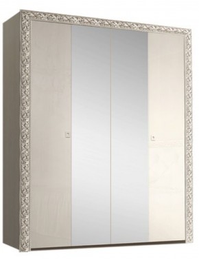 Шкаф 4-х дв. (с зеркалами) Premium слоновая кость/серебро (ТФШ1/4(П) в Ревде - revda.mebel-74.com | фото