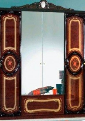 Шкаф 4-х дверный с зеркалами (01.144) Роза (могано) в Ревде - revda.mebel-74.com | фото