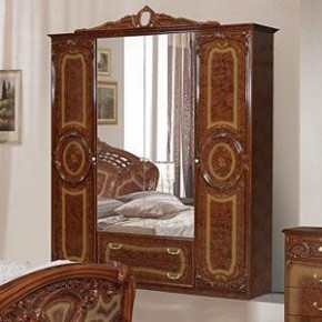 Шкаф 4-х дверный с зеркалами (01.144) Роза (орех) в Ревде - revda.mebel-74.com | фото