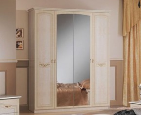 Шкаф 4-х дверный с зеркалами (08.244) Ирина (беж) в Ревде - revda.mebel-74.com | фото