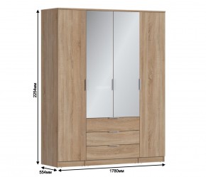 Шкаф 4х дверный с зеркалами Николь СБ-2595/1 (Дуб Сонома) в Ревде - revda.mebel-74.com | фото