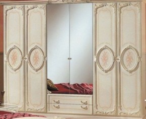 Шкаф 6-и дверный с зеркалами (01.146) Роза (беж) в Ревде - revda.mebel-74.com | фото