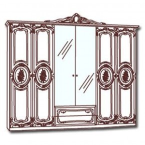 Шкаф 6-и дверный с зеркалами (01.146) Роза (беж) в Ревде - revda.mebel-74.com | фото