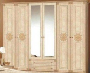 Шкаф 6-и дверный с зеркалами (02.146) Рома (беж) в Ревде - revda.mebel-74.com | фото