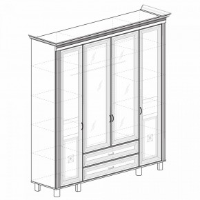 Шкаф для одежды 4-дверный с зеркалом №493 Марлен кремовый белый в Ревде - revda.mebel-74.com | фото