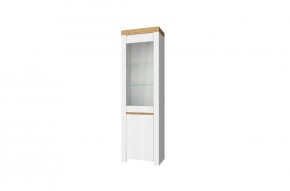 Шкаф с витриной  1V1D, TAURUS, цвет белый/дуб вотан в Ревде - revda.mebel-74.com | фото