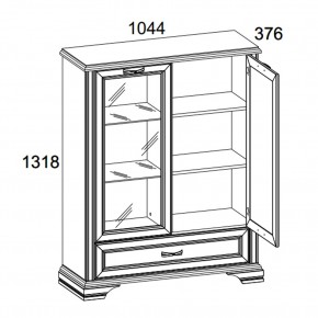 Шкаф с витриной 1V1D1SL, MONAKO, цвет Сосна винтаж/дуб анкона в Ревде - revda.mebel-74.com | фото