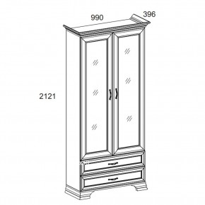 Шкаф с витриной 2V2S, TIFFANY, цвет вудлайн кремовый в Ревде - revda.mebel-74.com | фото