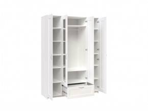 Шкаф СИРИУС четырёхдверный белый с одним выдвижным ящиком и двумя зеркалами в Ревде - revda.mebel-74.com | фото