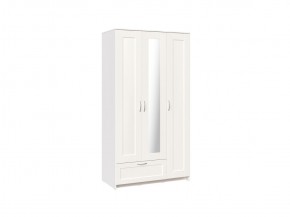 Шкаф СИРИУС трёхдверный белый с одним выдвижным ящиком и зеркалом в Ревде - revda.mebel-74.com | фото