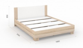 Спальня Аврора Кровать 160 со встроенным основанием под матрас Дуб сонома/Белый в Ревде - revda.mebel-74.com | фото