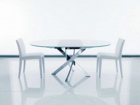 Стол BARONE (01.92) G093 хром/С150 э-бел. гл. стекло, L021алюм.вставка в Ревде - revda.mebel-74.com | фото
