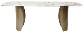 Стол BRONTE 220 KL-188 Контрастный мрамор матовый, итальянская керамика/ Шампань, ®DISAUR в Ревде - revda.mebel-74.com | фото
