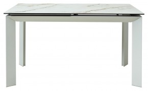 Стол CREMONA 180 KL-188 Контрастный мрамор матовый, итальянская керамика/ белый каркас, ®DISAUR в Ревде - revda.mebel-74.com | фото