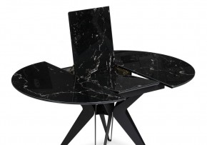 Стол стеклянный Рикла 110(150)х110х76 черный мрамор / черный в Ревде - revda.mebel-74.com | фото